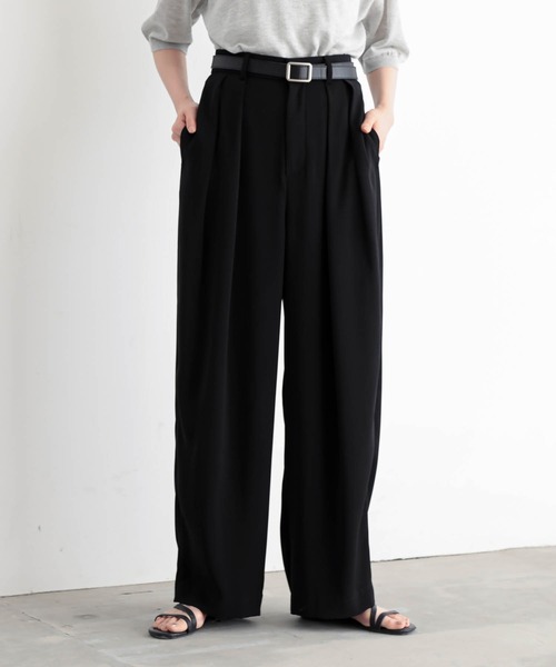 for/c（フォーシー）の「[低身長/高身長向けサイズ有]ダブルクロスタックパンツ【サスティナブル】（スラックス・レディース・ライトブラウン/アイボリー/ブラック・PM/M/L/LL/TM）」の21枚目の写真
