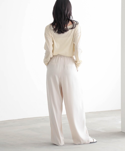 for/c（フォーシー）の「[低身長/高身長向けサイズ有]ダブルクロスタックパンツ【サスティナブル】（スラックス・レディース・ライトブラウン/アイボリー/ブラック・PM/M/L/LL/TM）」の15枚目の写真