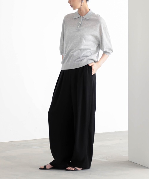 for/c（フォーシー）の「[低身長/高身長向けサイズ有]ダブルクロスタックパンツ【サスティナブル】（スラックス・レディース・ライトブラウン/アイボリー/ブラック・PM/M/L/LL/TM）」の22枚目の写真