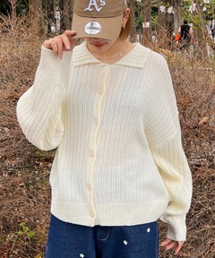 セール】SHEER SLEEVE WAVE KNIT CARDIGAN（カーディガン/ボレロ