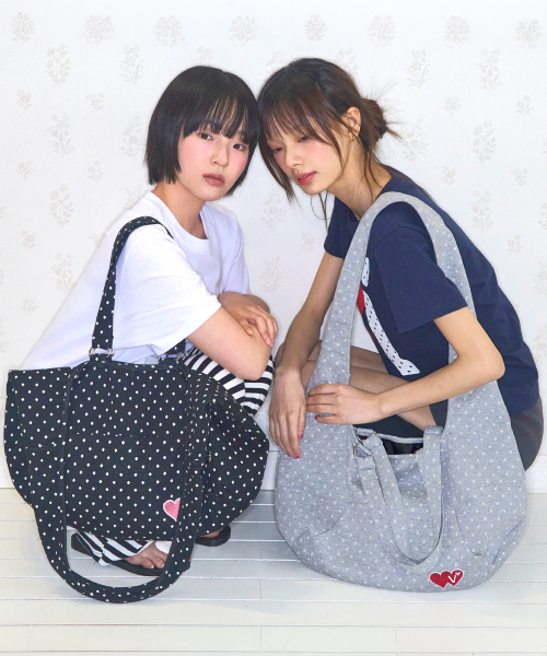 Video Jockey（ビデオジョッキー）の「ダブルハートツーウェイクロスバッグ[ブラック]（メッセンジャーバッグ・レディース・ブラック・FREE）」の4枚目の写真