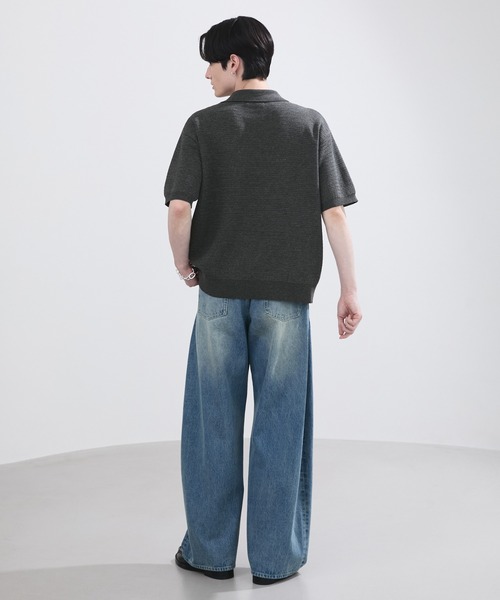 LUENNA(ルエナ)の「【LUENNA】Textured Half Sleeve Knit Polo Shirt / テクスチャード半袖ニットポロシャツ(ポロシャツ・メンズ・チャコールグレー/ネイビー・L/M/S)」の3枚目の写真