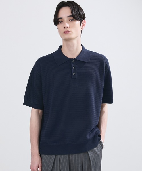 LUENNA(ルエナ)の「【LUENNA】Textured Half Sleeve Knit Polo Shirt / テクスチャード半袖ニットポロシャツ(ポロシャツ・メンズ・チャコールグレー/ネイビー・L/M/S)」の13枚目の写真