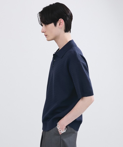 LUENNA(ルエナ)の「【LUENNA】Textured Half Sleeve Knit Polo Shirt / テクスチャード半袖ニットポロシャツ(ポロシャツ・メンズ・チャコールグレー/ネイビー・L/M/S)」の16枚目の写真