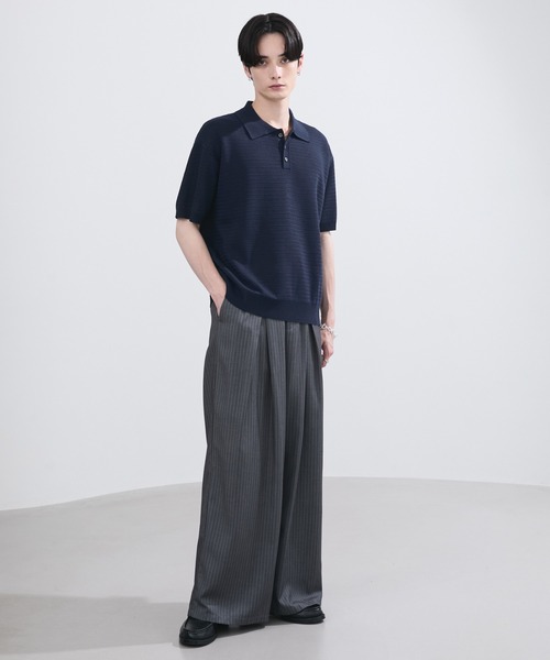 LUENNA(ルエナ)の「【LUENNA】Textured Half Sleeve Knit Polo Shirt / テクスチャード半袖ニットポロシャツ(ポロシャツ・メンズ・チャコールグレー/ネイビー・L/M/S)」の18枚目の写真