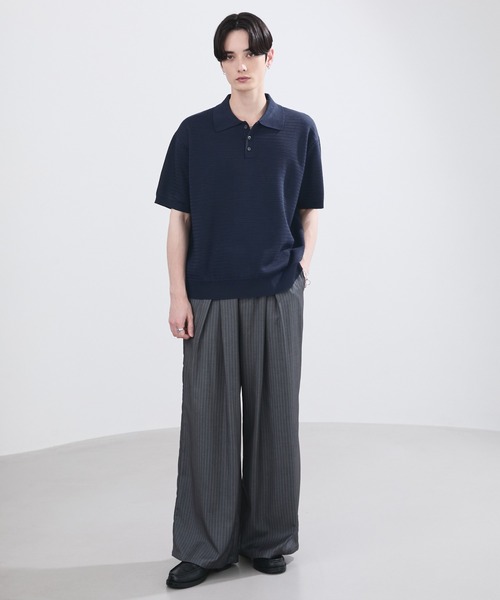LUENNA(ルエナ)の「【LUENNA】Textured Half Sleeve Knit Polo Shirt / テクスチャード半袖ニットポロシャツ(ポロシャツ・メンズ・チャコールグレー/ネイビー・L/M/S)」の19枚目の写真