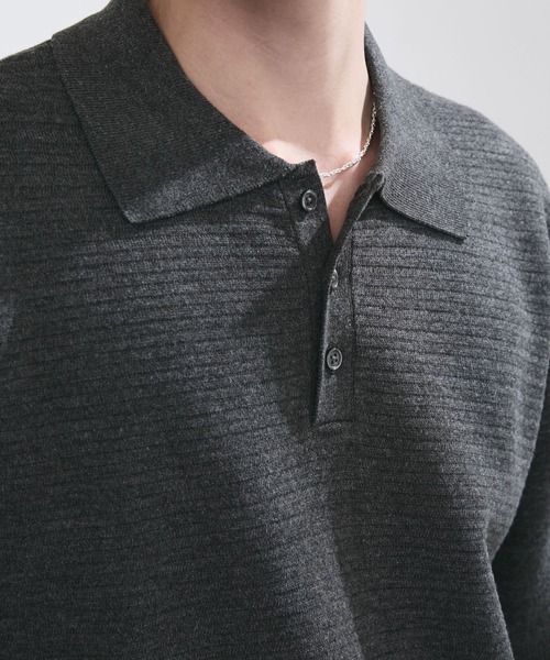 LUENNA(ルエナ)の「【LUENNA】Textured Half Sleeve Knit Polo Shirt / テクスチャード半袖ニットポロシャツ(ポロシャツ・メンズ・チャコールグレー/ネイビー・L/M/S)」の4枚目の写真