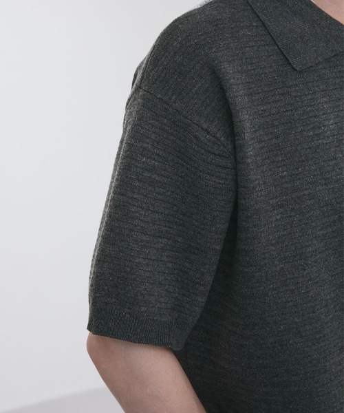 LUENNA(ルエナ)の「【LUENNA】Textured Half Sleeve Knit Polo Shirt / テクスチャード半袖ニットポロシャツ(ポロシャツ・メンズ・チャコールグレー/ネイビー・L/M/S)」の6枚目の写真
