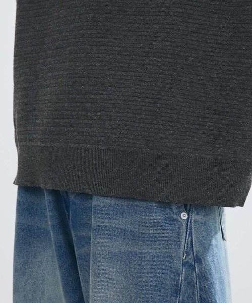 LUENNA(ルエナ)の「【LUENNA】Textured Half Sleeve Knit Polo Shirt / テクスチャード半袖ニットポロシャツ(ポロシャツ・メンズ・チャコールグレー/ネイビー・L/M/S)」の7枚目の写真