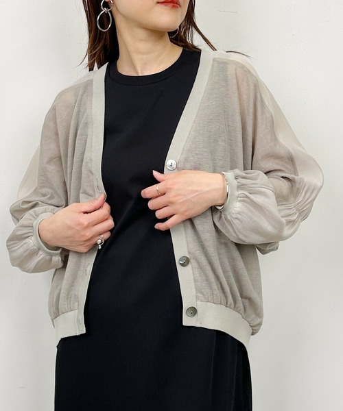 PICCIN(ピッチン)の「布帛切り替えVネックカーディガン(カーディガン/ボレロ・レディース・サックスブルー/グレイッシュベージュ/ブラック・M)」の15枚目の写真