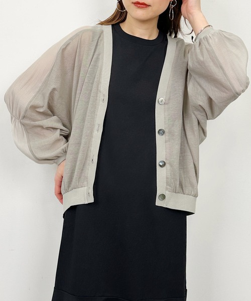 PICCIN(ピッチン)の「布帛切り替えVネックカーディガン(カーディガン/ボレロ・レディース・サックスブルー/グレイッシュベージュ/ブラック・M)」の17枚目の写真
