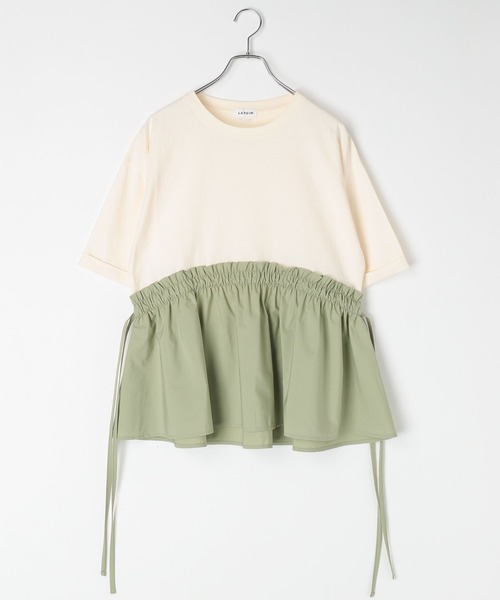 LEPSIM(レプシィム)の「裾異素材ギャザーT 668371(Tシャツ/カットソー・レディース・キナリ/ブラック・FREE)」の4枚目の写真