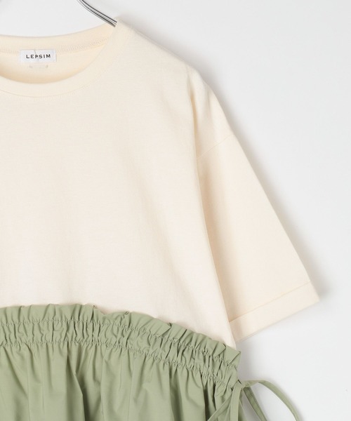 LEPSIM(レプシィム)の「裾異素材ギャザーT 668371(Tシャツ/カットソー・レディース・キナリ/ブラック・FREE)」の6枚目の写真