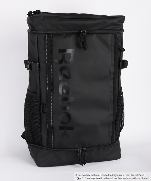 Reebok(リーボック)の「Reebok / リーボック ボックス型バックパック 大容量 防水風素材 PC収納対応(バックパック/リュック・メンズ・ブラック×ブラック/ブラック・FREE)」の2枚目の写真