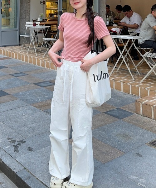 Vipoa(ヴィポア)の「Striped slim Tshirt(Tシャツ/カットソー・レディース・イエロー/ピンク/ブラウン・FREE)」の22枚目の写真