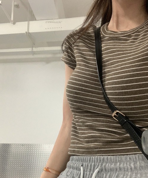 Vipoa(ヴィポア)の「Striped slim Tshirt(Tシャツ/カットソー・レディース・イエロー/ピンク/ブラウン・FREE)」の20枚目の写真