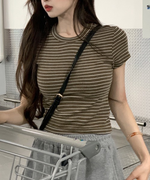 Vipoa(ヴィポア)の「Striped slim Tshirt(Tシャツ/カットソー・レディース・イエロー/ピンク/ブラウン・FREE)」の16枚目の写真