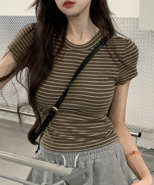 Vipoa(ヴィポア)の「Striped slim Tshirt(Tシャツ/カットソー・レディース・イエロー/ピンク/ブラウン・FREE)」の17枚目の写真