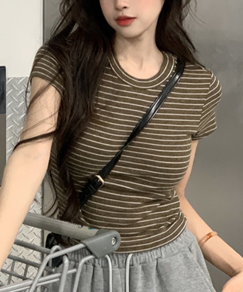 Vipoa(ヴィポア)の「Striped slim Tshirt(Tシャツ/カットソー・レディース・イエロー/ピンク/ブラウン・FREE)」の18枚目の写真