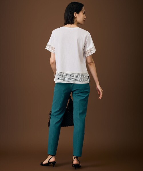 自由区(ジユウク)の「ナチュラルコットンハイゲージレースドッキング Tシャツ(Tシャツ/カットソー・レディース・ピンク系/ブラック系・44)」の8枚目の写真