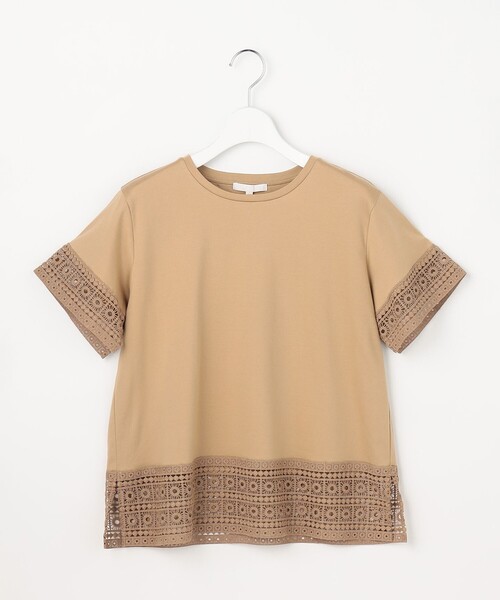 自由区(ジユウク)の「ナチュラルコットンハイゲージレースドッキング Tシャツ(Tシャツ/カットソー・レディース・ピンク系/ブラック系・44)」の21枚目の写真