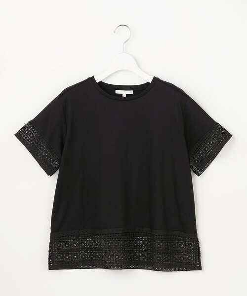 自由区(ジユウク)の「ナチュラルコットンハイゲージレースドッキング Tシャツ(Tシャツ/カットソー・レディース・ピンク系/ブラック系・44)」の22枚目の写真