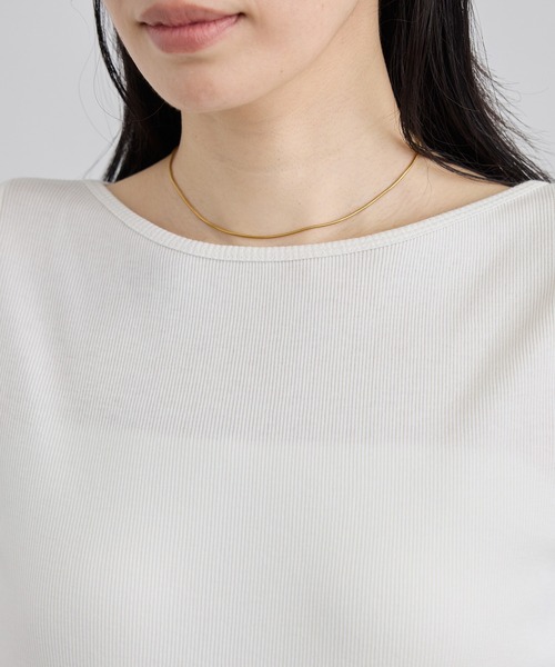 SALON adam et rope'(サロン アダム エ ロペ)の「ハイウェットテレコ2WAYネックT(Tシャツ/カットソー・レディース・ブラック/オフホワイト・FREE)」の15枚目の写真