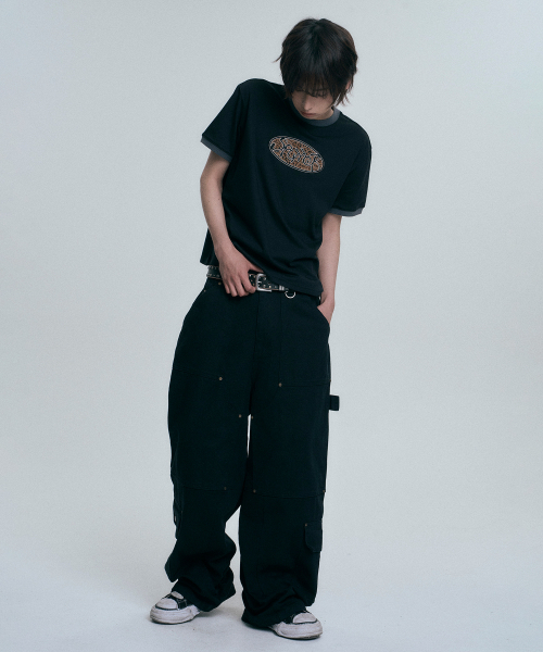 MOO（エムオーオー）の「オーバルロゴアプリケリングル半袖Tシャツ - ブラック（Tシャツ/カットソー・レディース・ブラック・SMALL/MEDIUM/LARGE）」の2枚目の写真