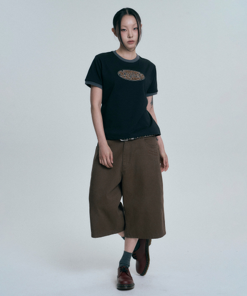 MOO（エムオーオー）の「オーバルロゴアプリケリングル半袖Tシャツ - ブラック（Tシャツ/カットソー・レディース・ブラック・SMALL/MEDIUM/LARGE）」の4枚目の写真