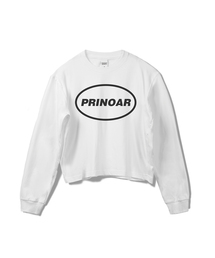 サークルロゴセミクロップ長袖Tシャツ - ホワイト