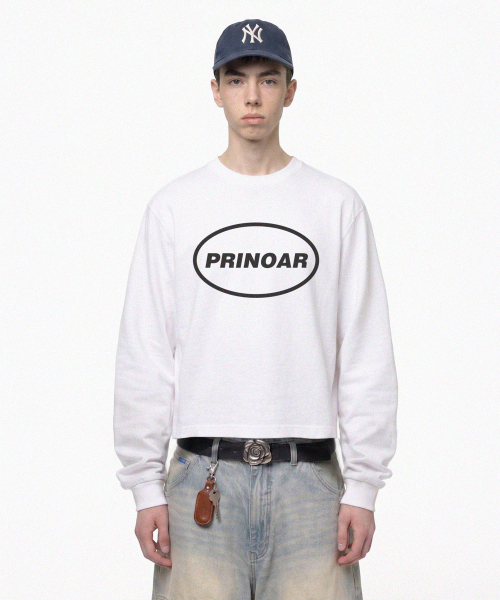 PRINOAR（プリノア）の「サークルロゴセミクロップ長袖Tシャツ - ホワイト（Tシャツ/カットソー・レディース・ホワイト・SMALL/MEDIUM/LARGE）」の3枚目の写真