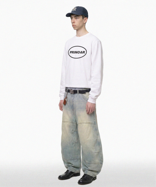 PRINOAR（プリノア）の「サークルロゴセミクロップ長袖Tシャツ - ホワイト（Tシャツ/カットソー・レディース・ホワイト・SMALL/MEDIUM/LARGE）」の4枚目の写真