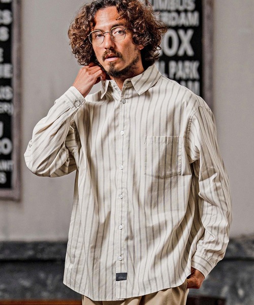 CAMBIO(カンビオ)の「ms6533-Multi Stripe Long Sleeve Shirts ストライプシャツ(PF-262-002)(シャツ/ブラウス・メンズ・グレー/ブラウン・L/M)」の2枚目の写真