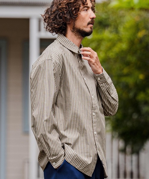 CAMBIO(カンビオ)の「ms6533-Multi Stripe Long Sleeve Shirts ストライプシャツ(PF-262-002)(シャツ/ブラウス・メンズ・グレー/ブラウン・L/M)」の17枚目の写真