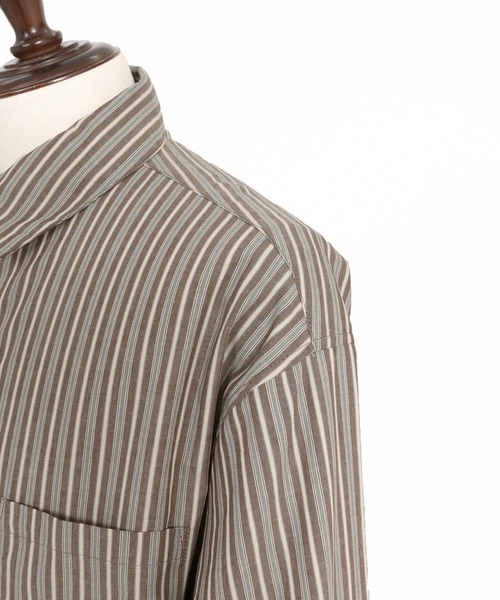 CAMBIO(カンビオ)の「ms6533-Multi Stripe Long Sleeve Shirts ストライプシャツ(PF-262-002)(シャツ/ブラウス・メンズ・グレー/ブラウン・L/M)」の4枚目の写真