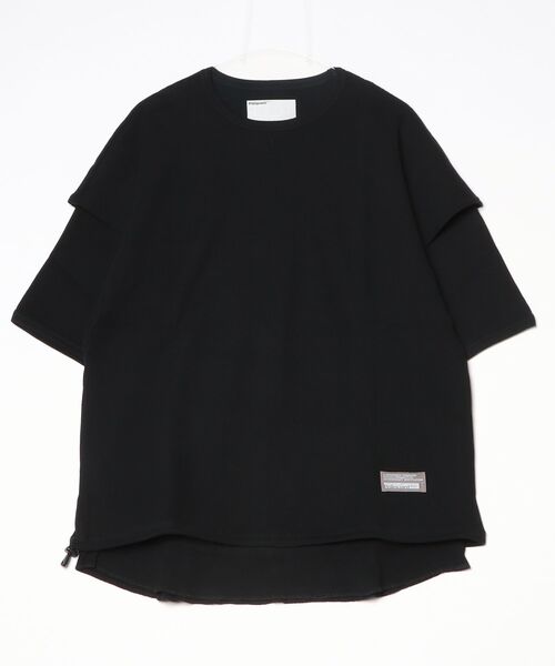 POLIQUANT（ポリクアント）の「【POLIQUANT/ポリクアント】THE LINKED WAFFLE S/S LAYERED TEE（Tシャツ/カットソー・メンズ・ブラック/ダークグリーン・4/3/2）」の2枚目の写真