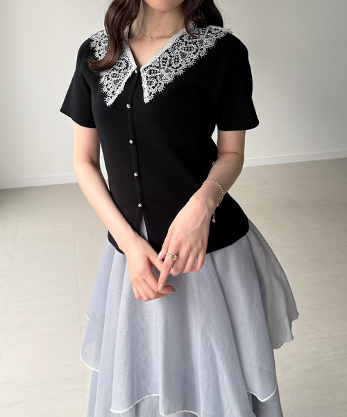junoah(ジュノア)の「レース襟ニットトップス(ニット/セーター・レディース・ネイビー/グレー/ブラック・LARGE/MEDIUM)」の6枚目の写真