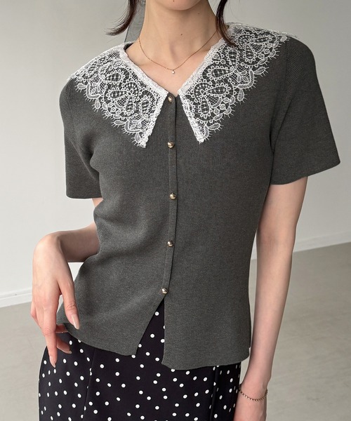 junoah(ジュノア)の「レース襟ニットトップス(ニット/セーター・レディース・ネイビー/グレー/ブラック・LARGE/MEDIUM)」の7枚目の写真