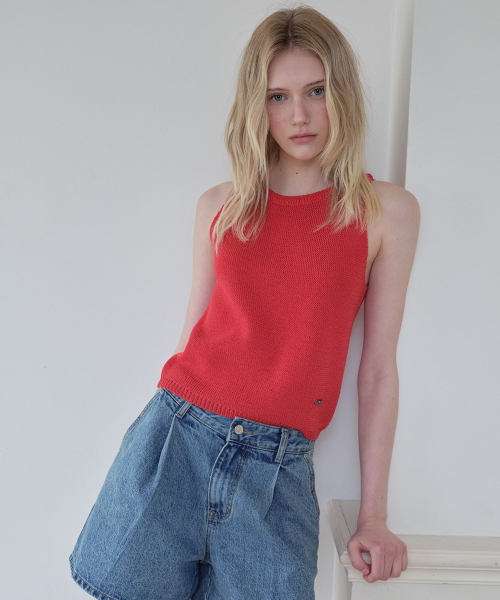 FRIVER07（フリバー07）の「Linen knit sleeveless [FRSP08SL01]_Red（Tシャツ/カットソー・レディース・レッド・FREE）」の2枚目の写真