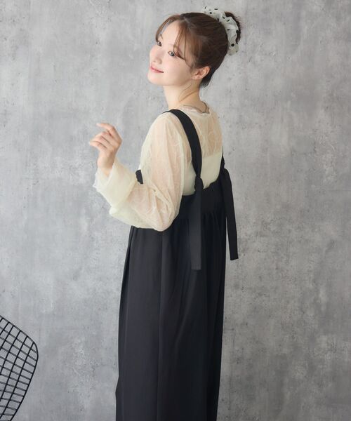 RETRO GIRL(レトロガール)の「配色楊柳シアーCT(Tシャツ/カットソー・レディース・イエロー/オフホワイト/ライトグレー・FREE)」の6枚目の写真