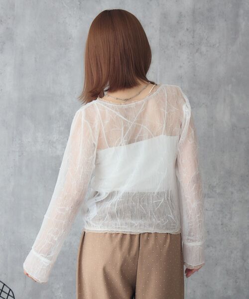 RETRO GIRL(レトロガール)の「配色楊柳シアーCT(Tシャツ/カットソー・レディース・イエロー/オフホワイト/ライトグレー・FREE)」の18枚目の写真