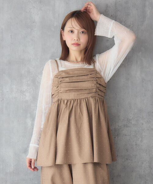 RETRO GIRL(レトロガール)の「配色楊柳シアーCT(Tシャツ/カットソー・レディース・イエロー/オフホワイト/ライトグレー・FREE)」の19枚目の写真