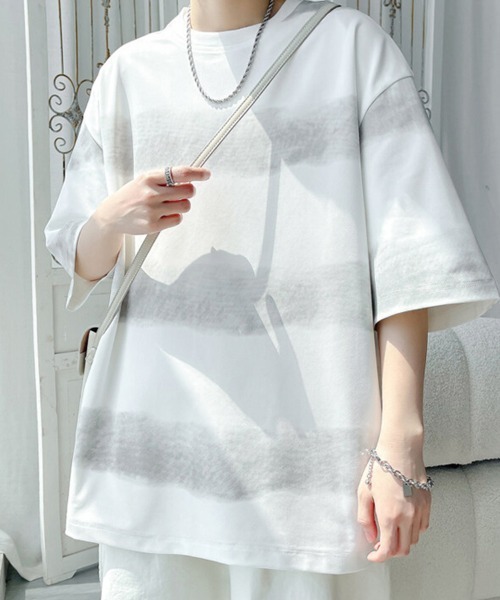 KELVIN(ケルヴァン)の「Mist Border Tee ミストボーダーTシャツ(Tシャツ/カットソー・メンズ・ホワイト/ブラック・LARGE/MEDIUM)」の2枚目の写真