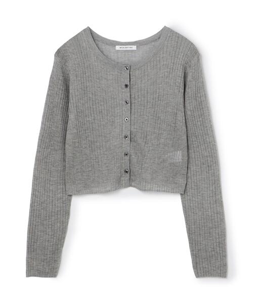 NATURAL BEAUTY BASIC（ナチュラルビューティーベーシック）の「シアーリブカーディガン（カーディガン/ボレロ・レディース・オフホワイト/オレンジ/グレー・ﾌﾘ-）」の4枚目の写真