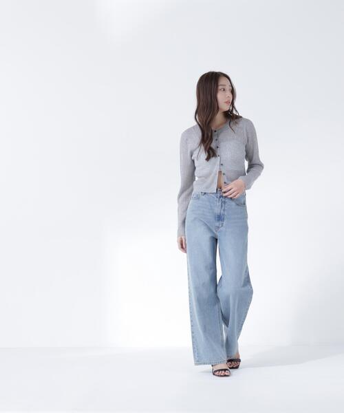 NATURAL BEAUTY BASIC（ナチュラルビューティーベーシック）の「シアーリブカーディガン（カーディガン/ボレロ・レディース・オフホワイト/オレンジ/グレー・ﾌﾘ-）」の5枚目の写真