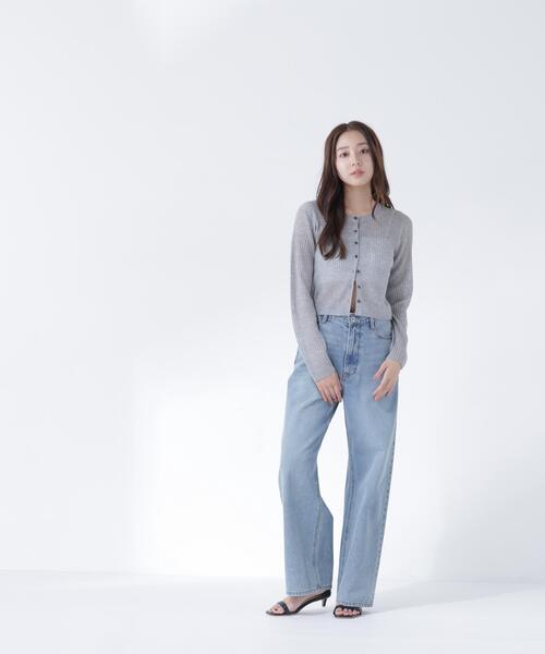 NATURAL BEAUTY BASIC（ナチュラルビューティーベーシック）の「シアーリブカーディガン（カーディガン/ボレロ・レディース・オフホワイト/オレンジ/グレー・ﾌﾘ-）」の7枚目の写真