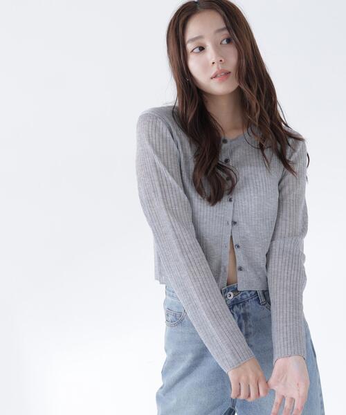 NATURAL BEAUTY BASIC（ナチュラルビューティーベーシック）の「シアーリブカーディガン（カーディガン/ボレロ・レディース・オフホワイト/オレンジ/グレー・ﾌﾘ-）」の10枚目の写真