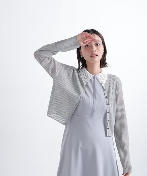NATURAL BEAUTY BASIC（ナチュラルビューティーベーシック）の「シアーリブカーディガン（カーディガン/ボレロ・レディース・オフホワイト/オレンジ/グレー・ﾌﾘ-）」の14枚目の写真