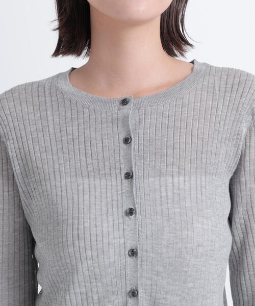 NATURAL BEAUTY BASIC（ナチュラルビューティーベーシック）の「シアーリブカーディガン（カーディガン/ボレロ・レディース・オフホワイト/オレンジ/グレー・ﾌﾘ-）」の6枚目の写真