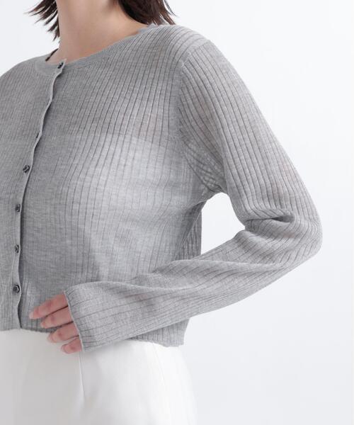 NATURAL BEAUTY BASIC（ナチュラルビューティーベーシック）の「シアーリブカーディガン（カーディガン/ボレロ・レディース・オフホワイト/オレンジ/グレー・ﾌﾘ-）」の7枚目の写真